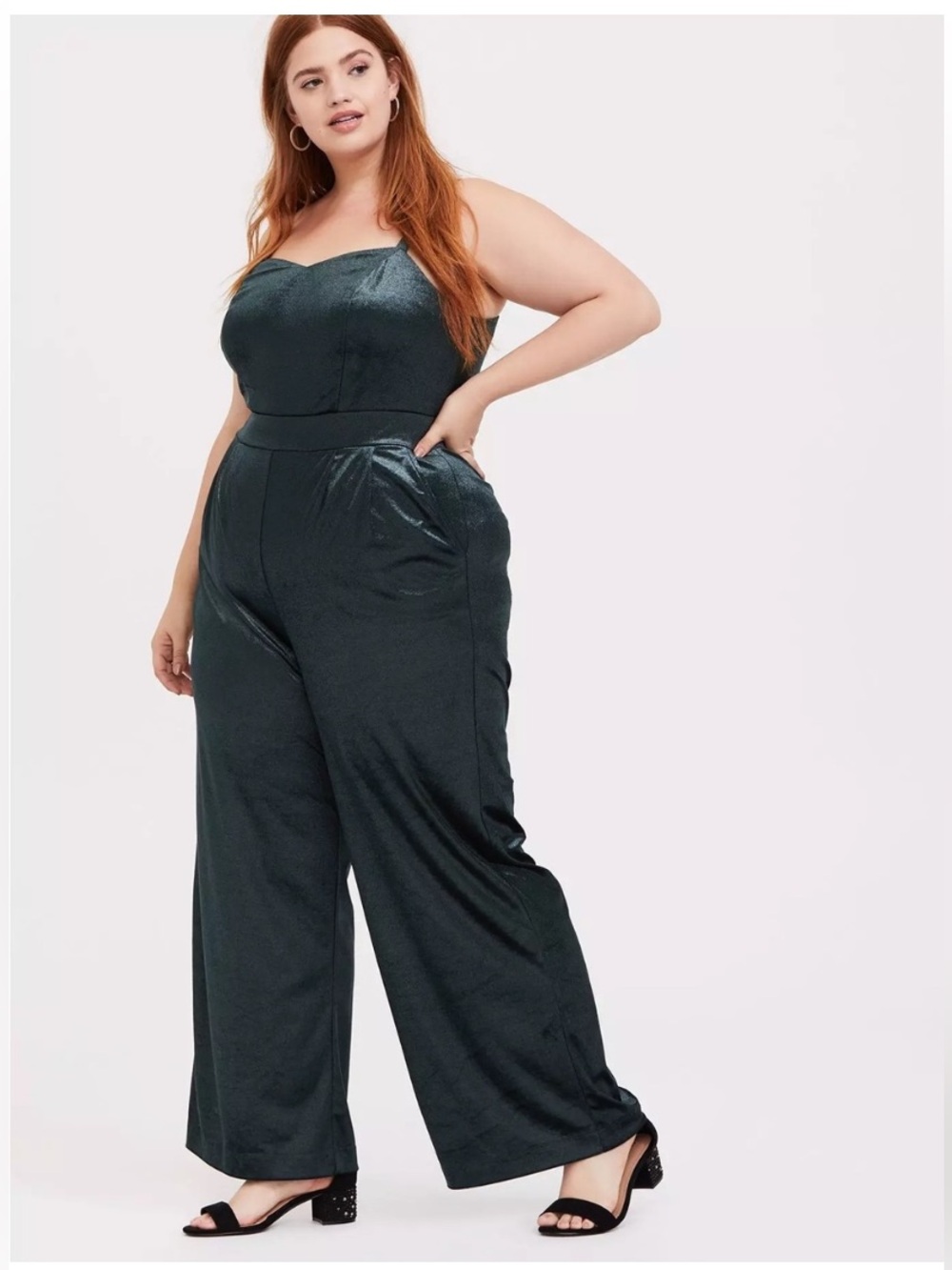 Torrid Wideleg Metallic Velvet Spaghetti Strap Partywear Jumpsuit Sz 14 Holiday